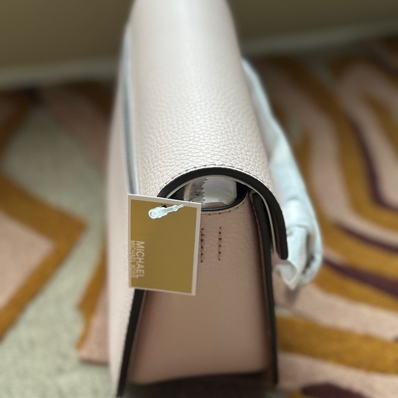 Michael Kors Emilia Small Leather Crossbody Bag-Powder Blush - Picture 7 of 11